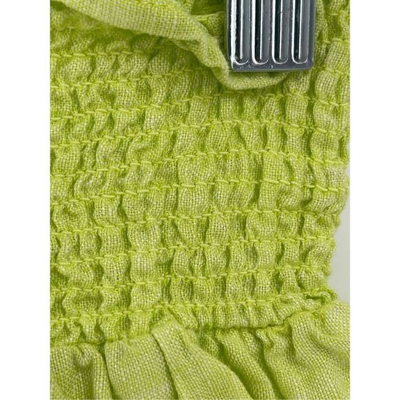 Cynthia Rowley Skirt Mini Linen Neon Yellow Green Women’s Size Large New - Picture 11 of 11
